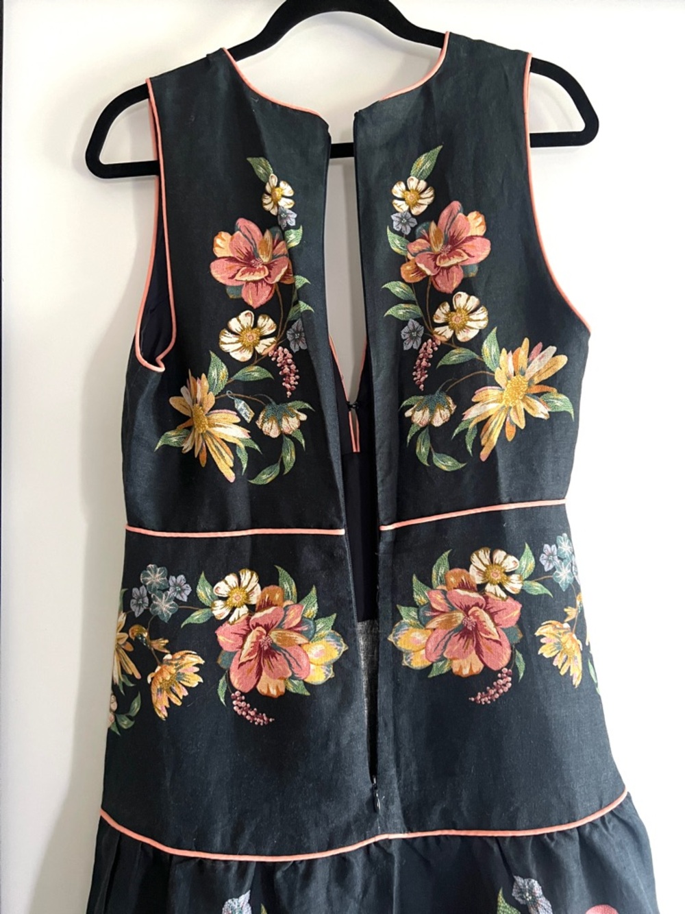 FARM Rio Maira Floral Dark Blue Linen Midi Dress Size Medium NWT - Picture 14 of 16
